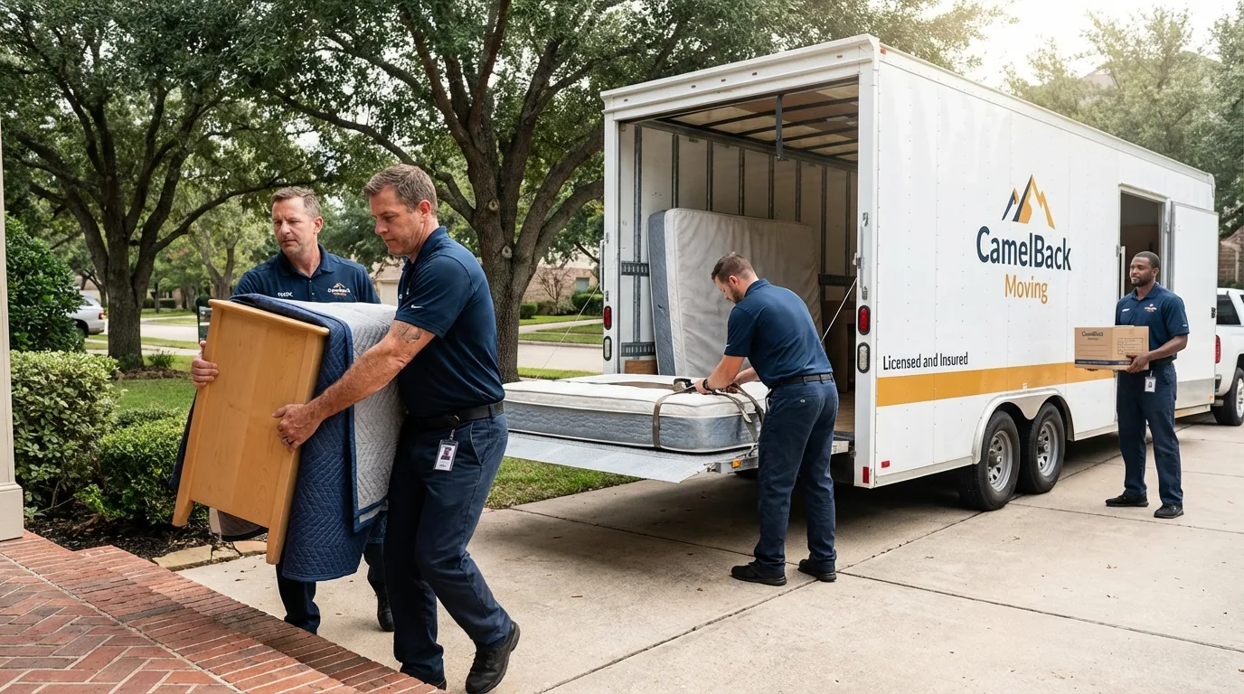 Crew loading residential truck for cross-state move from Bessemer, PA