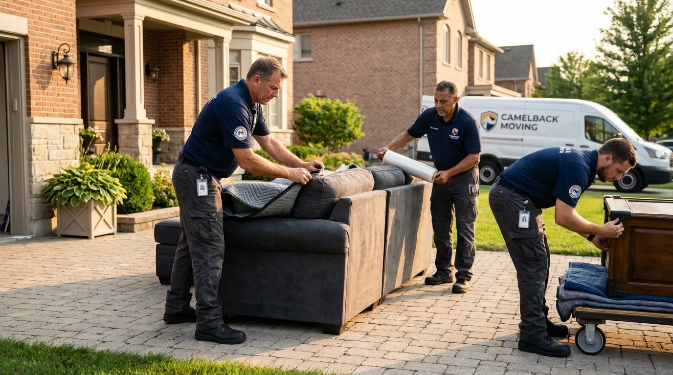 Large estate moving crew wrapping furniture in Bessemer, PA