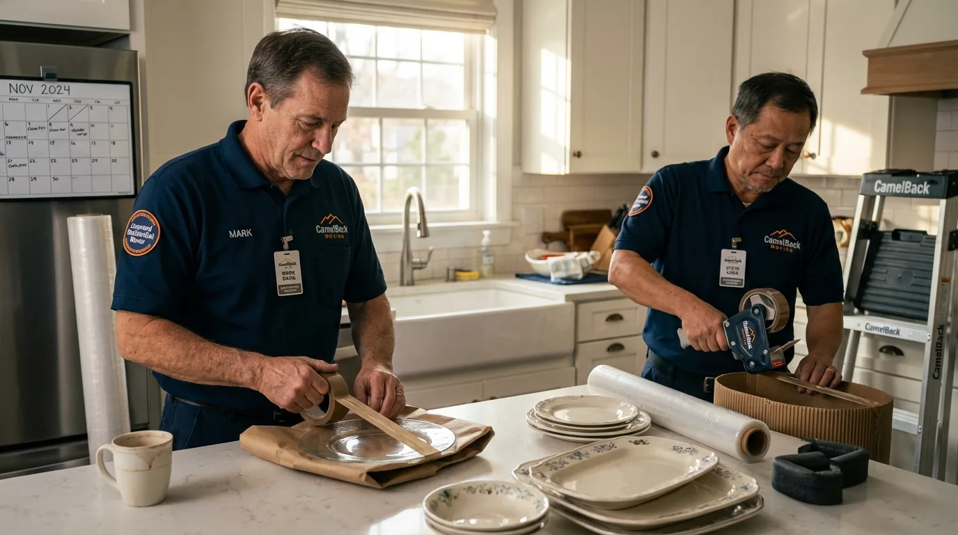 Professional crew packing kitchen dishware in Bessemer, PA